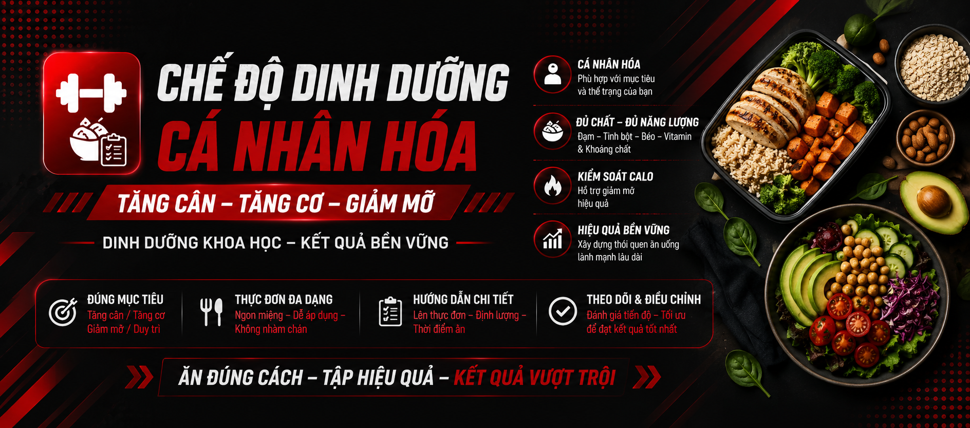 CHẾ ĐỘ DINH DƯỠNG CÁ NHÂN HÓA - TĂNG CÂN TĂNG CƠ